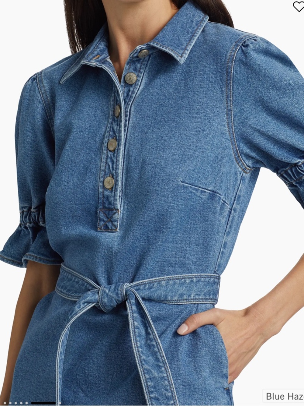 cinq a sept Blue Denim Tie-Waist Jean dress